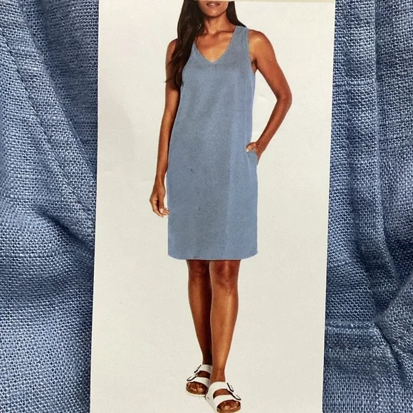 Orvis | Dresses | Orvis Womens Sleeveless Vneck Dress W Pockets Blue |  Poshmark